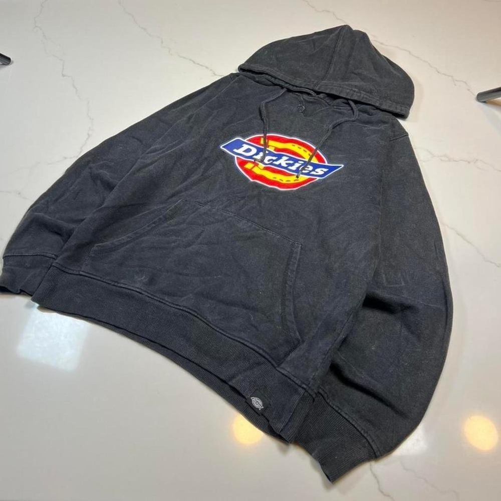 Dickies Hoodie Mens Black Horseshoe Logo Graphic Pullover Sweatshirt